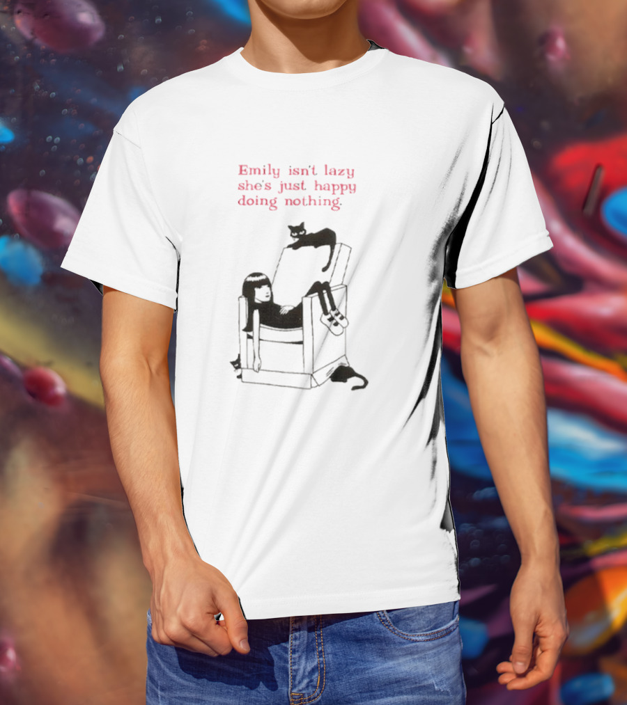 Emily Isn’t Lazy She’s Just Happy Doing Nothing Chair And Cat T-Shirt