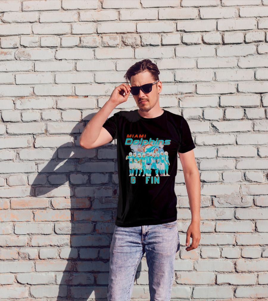 Miami Dolphins Go Fins Players Logo Team Spirit T-Shirt