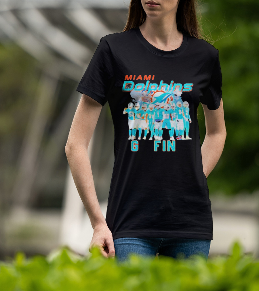 Miami Dolphins Go Fins Players Logo Team Spirit T-Shirt