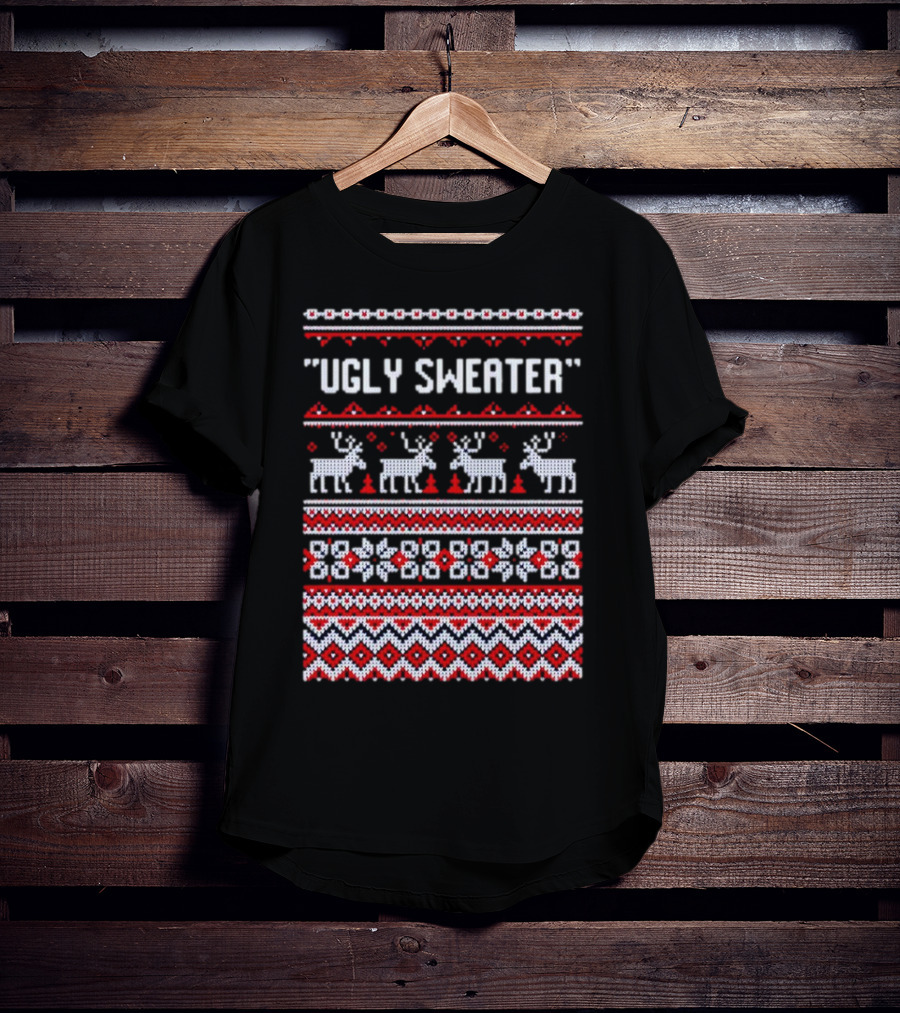 Reindeer Ugly Sweater Christmas Pattern 'UGLY SWEATER' T-Shirt