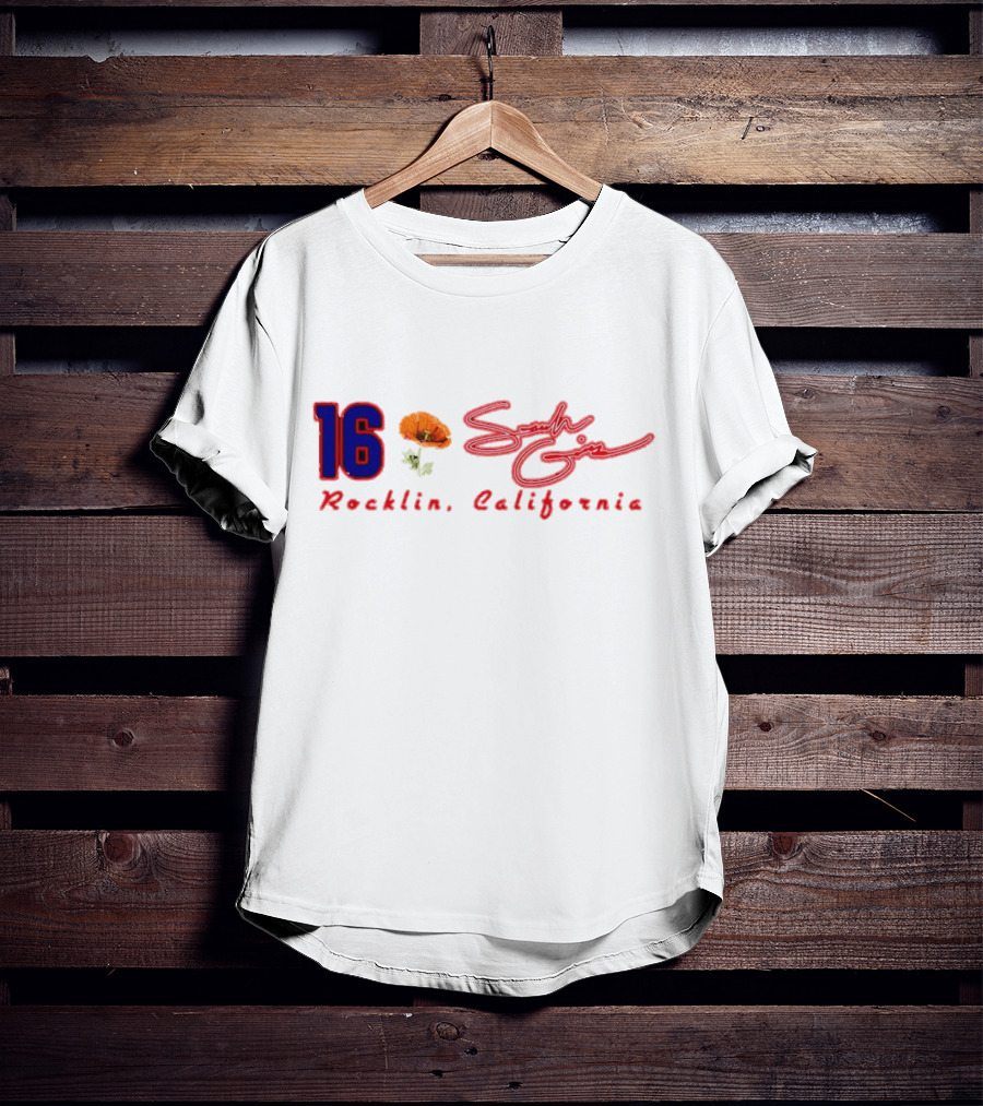 16 Sarah Giles Rocklin California Poppy Script T-Shirt