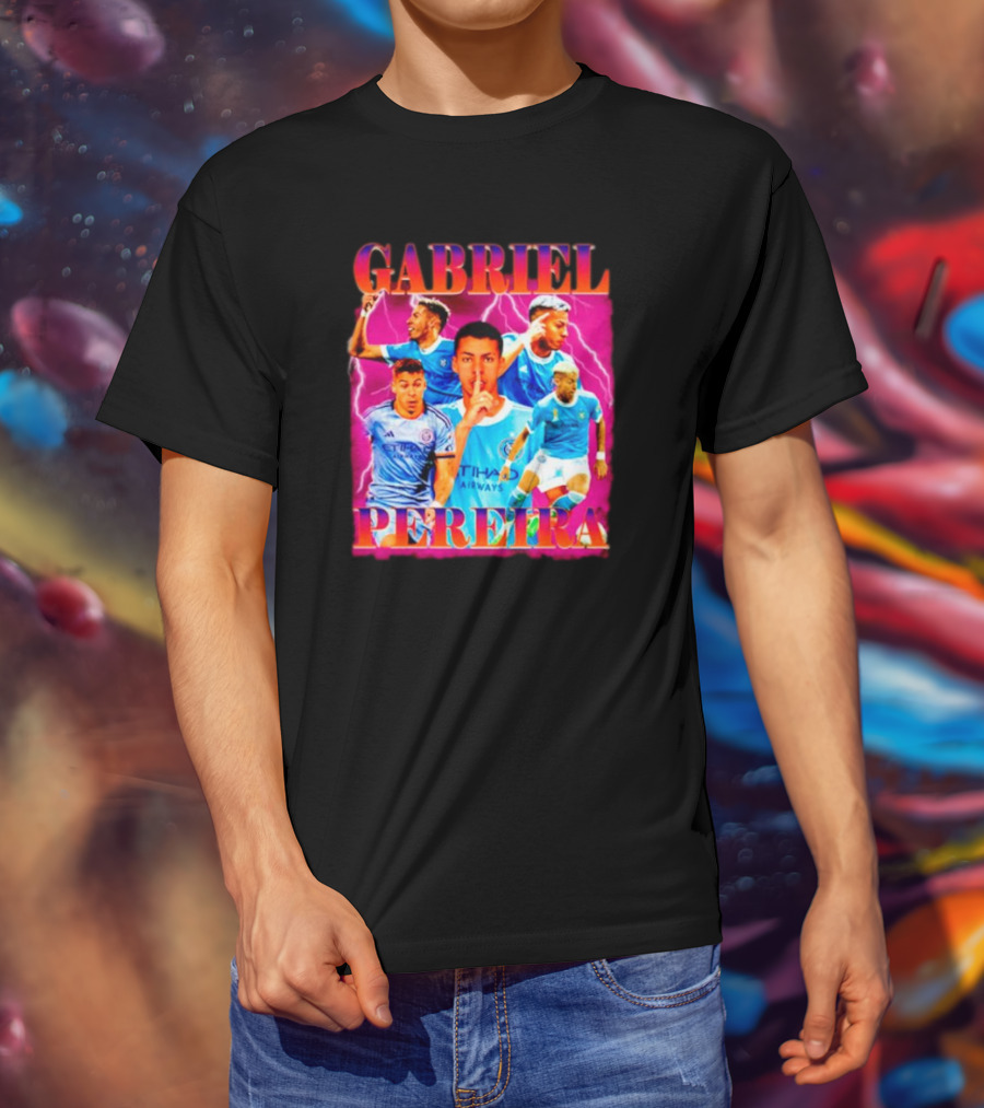 GABRIEL PEREIRA NYCFC Soccer Lightning Collage T-Shirt