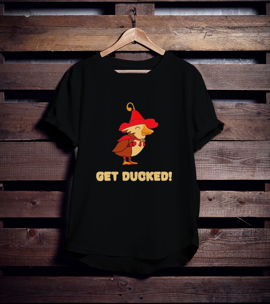 Get Ducked Cartoon Duck In Red Hat And Cape T-Shirt