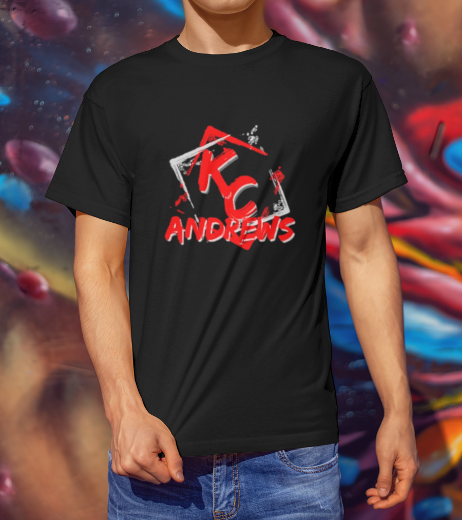 KC Andrews Red White Graffiti Style Text And Shapes T-Shirt