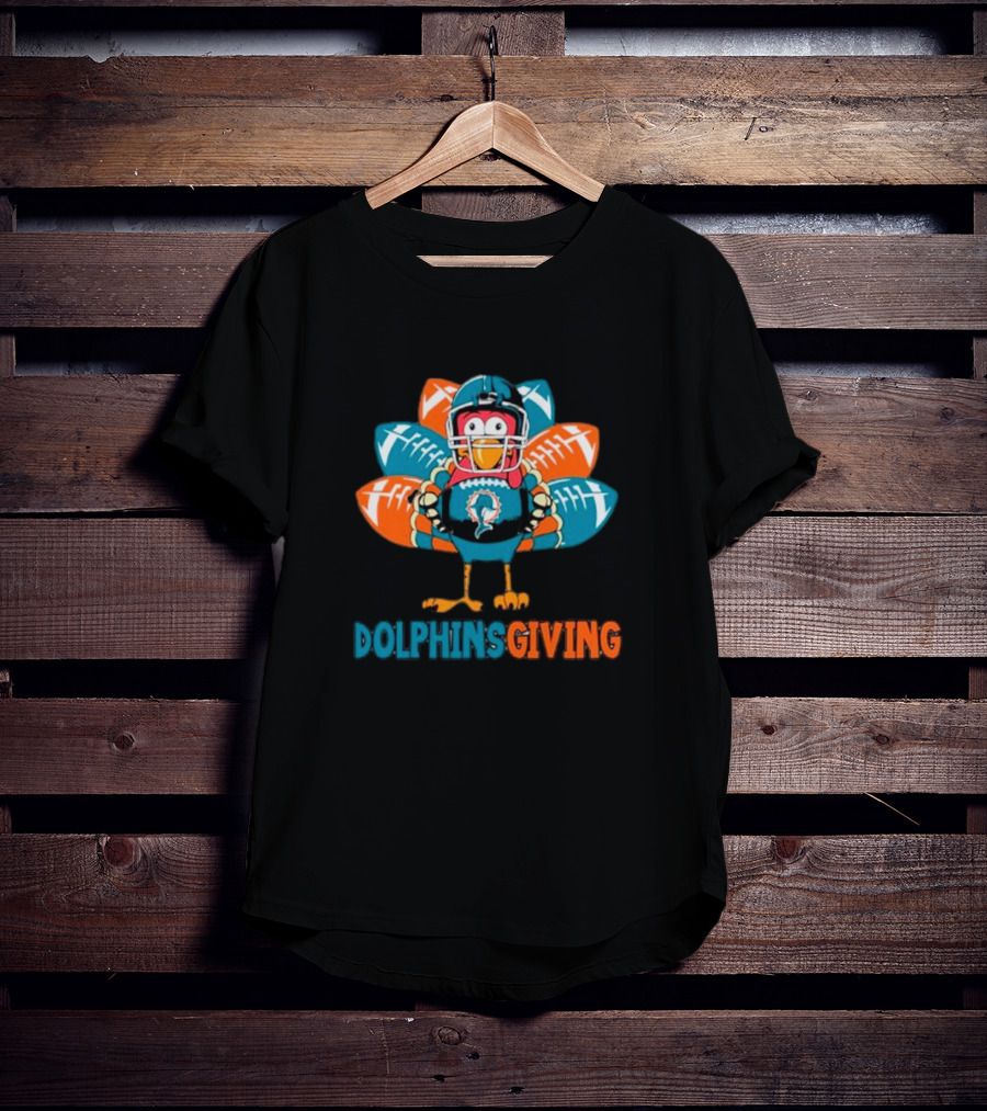 Dolphinsgiving Miami Dolphins Thanksgiving Turkey Football T-Shirt