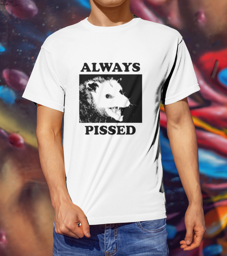 Opossum Always Pissed Black-and-White T-Shirt