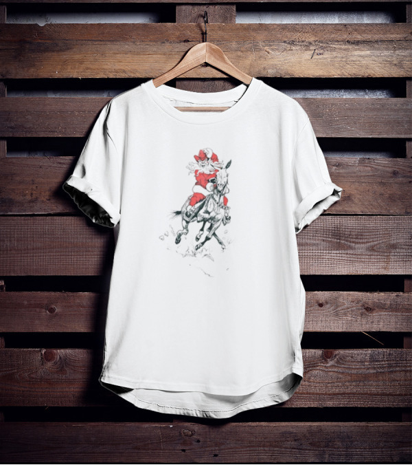 Santa Claus Riding Mule In Festive Red Suit T-Shirt