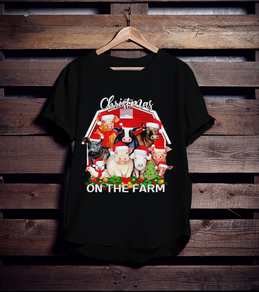 Christmas Animals Santa On The Farm T-Shirt