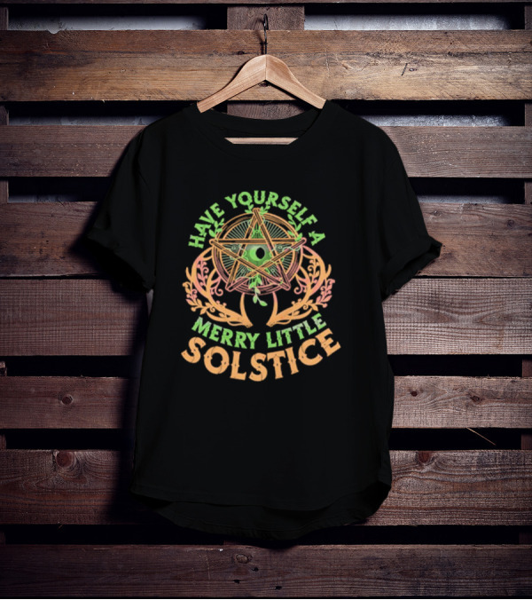 Have Yourself A Merry Little Solstice Pentagram And Leaves T-Shirt