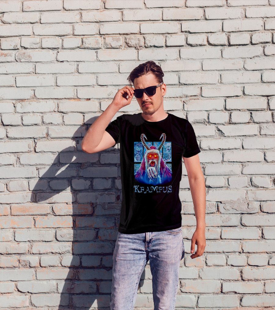 Krampus The Shadow Of St Nick With Horned Demon And Scary Faces T-Shirt