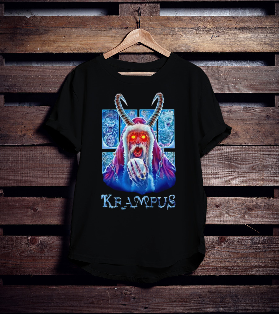 Krampus The Shadow Of St Nick With Horned Demon And Scary Faces T-Shirt