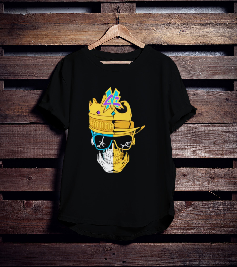 Matt Cardona Deathmatch God Crowned Skull With Sunglasses And Crown Split T-Shirt