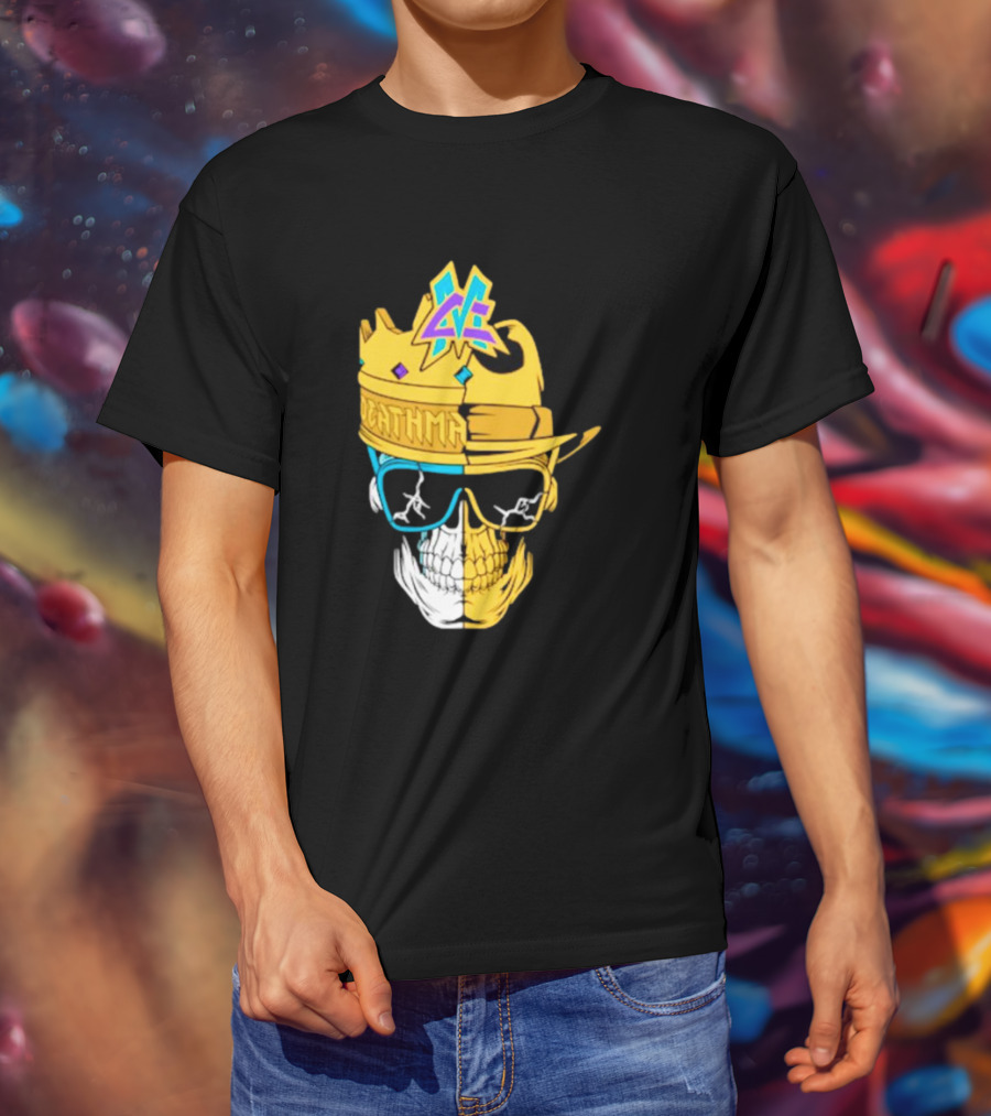Matt Cardona Deathmatch God Crowned Skull With Sunglasses And Crown Split T-Shirt