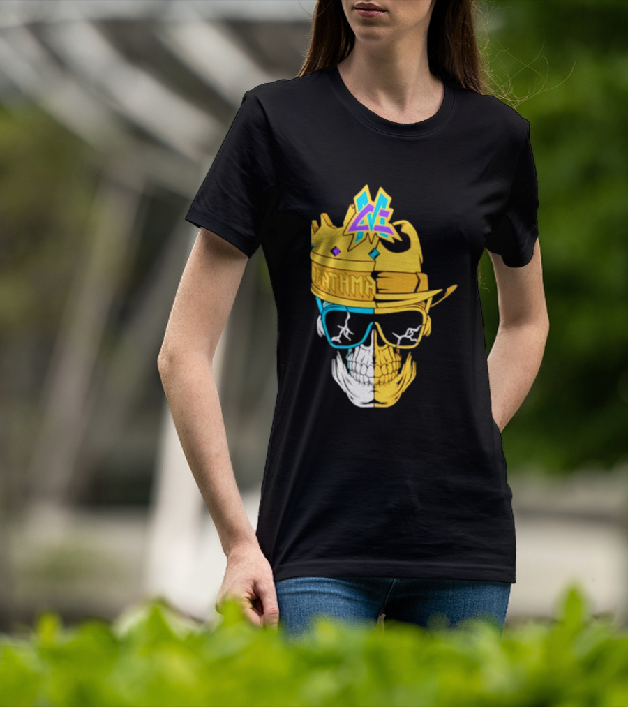 Matt Cardona Deathmatch God Crowned Skull With Sunglasses And Crown Split T-Shirt
