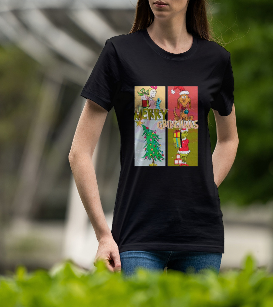 Merry Grinchmas Characters Vintage Grinch And Max Christmas Tree T-Shirt
