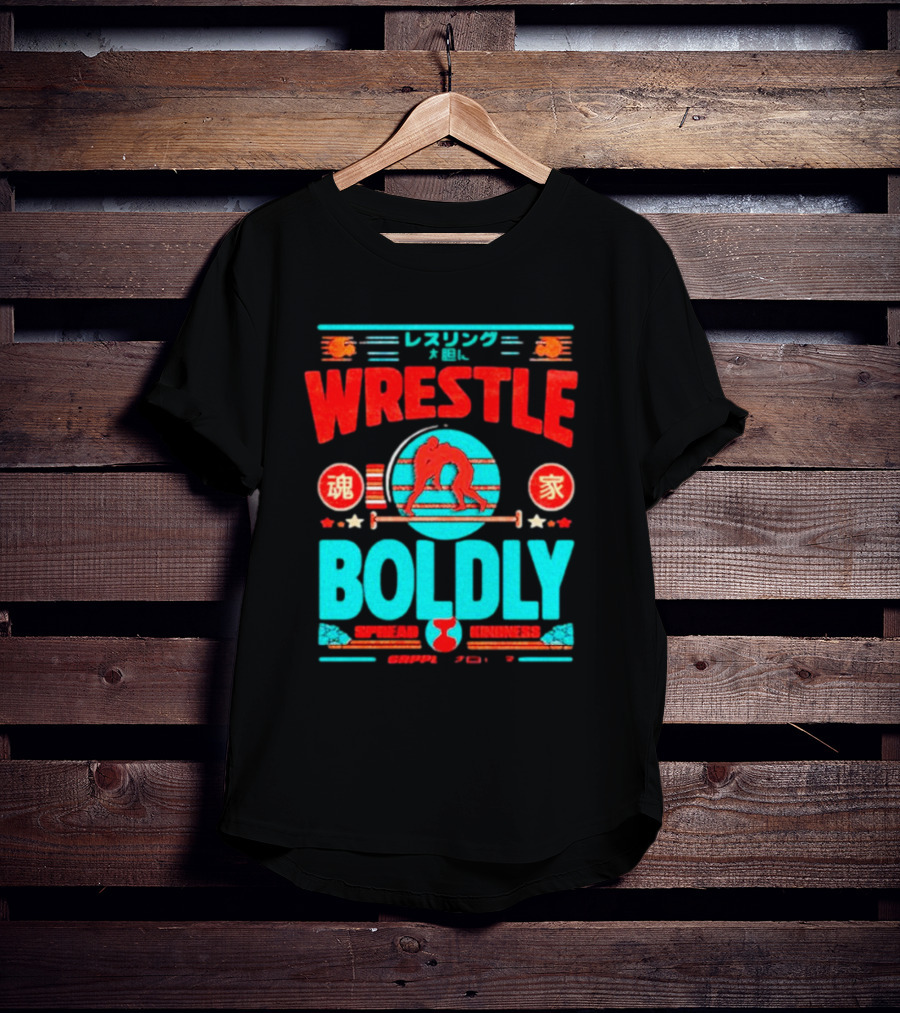 Wrestle Boldly Spread Kindness Wrestling Iconic Symbols T-Shirt