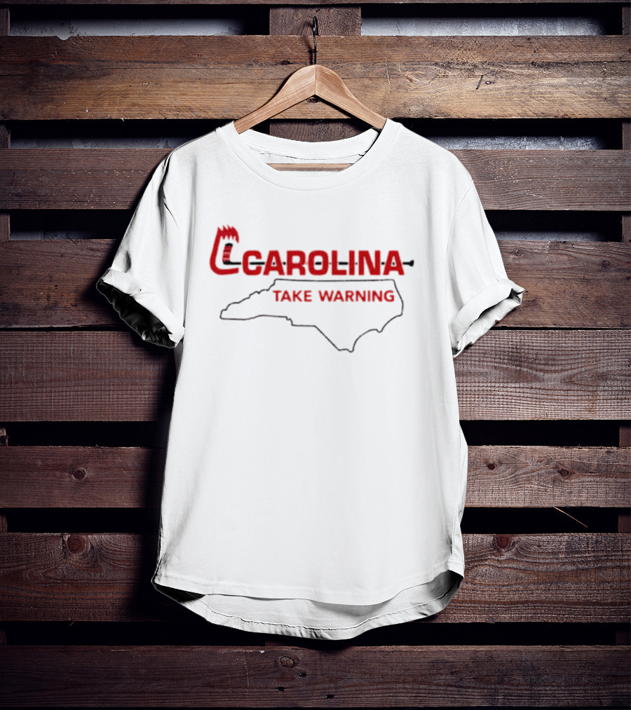 Carolina Hurricanes Take Warning North Carolina Map T-Shirt