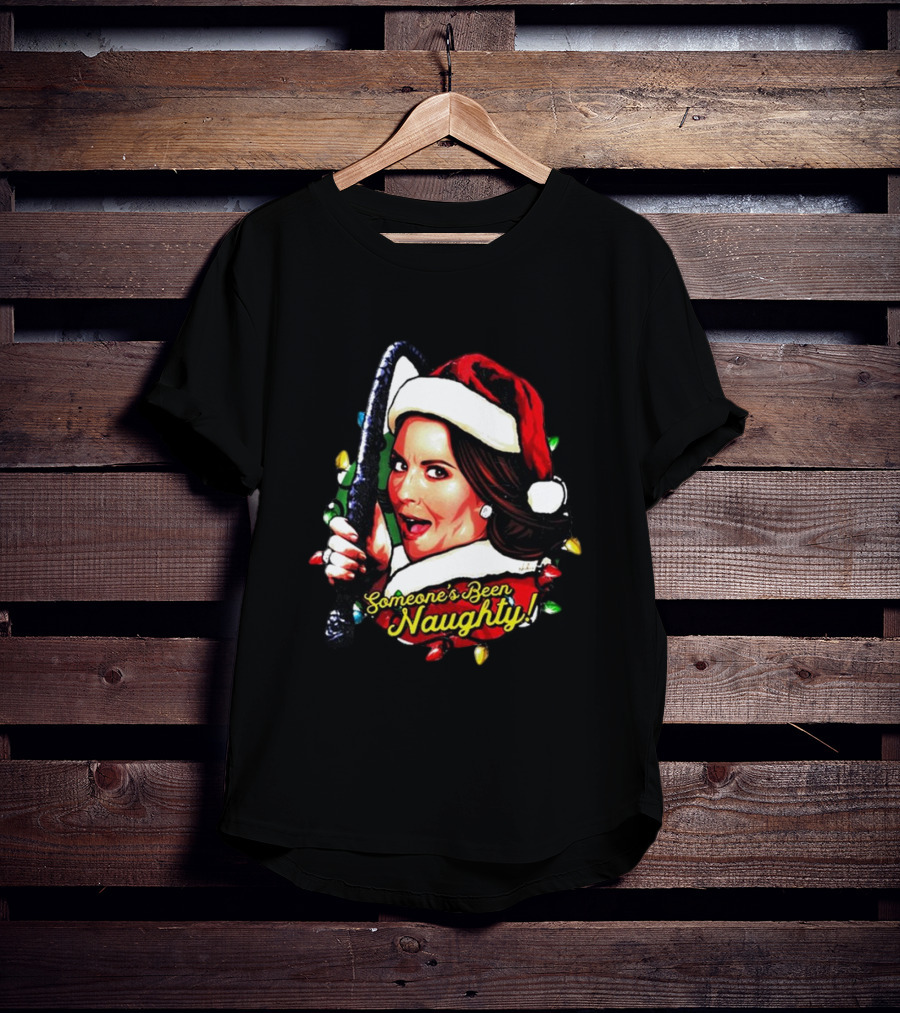 Karen Walker Someone’s Been Naughty Christmas Santa Whip Lights T-Shirt