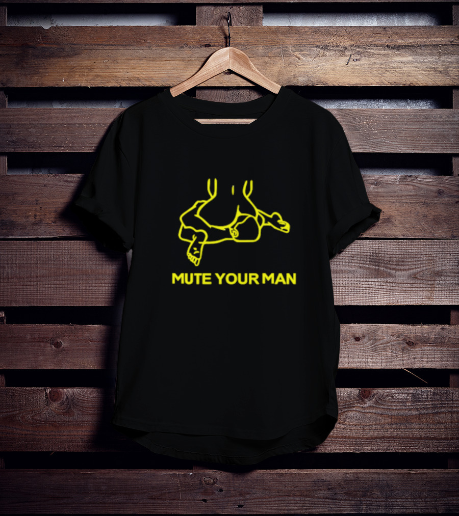 Mute Your Man Yellow Figure Outline T-Shirt