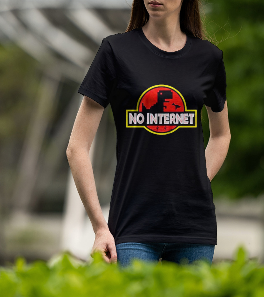 No Internet Dinosaur Jurassic Park T-Shirt
