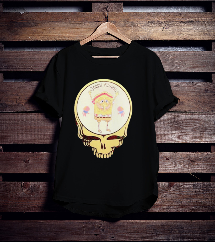 SpongeBob Jerry Fishing Grateful Dead Skull T-Shirt
