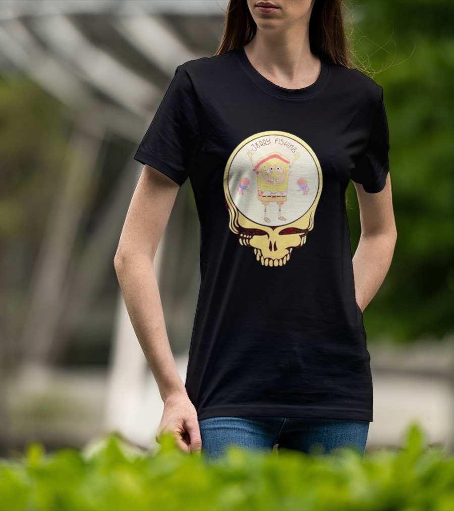 SpongeBob Jerry Fishing Grateful Dead Skull T-Shirt
