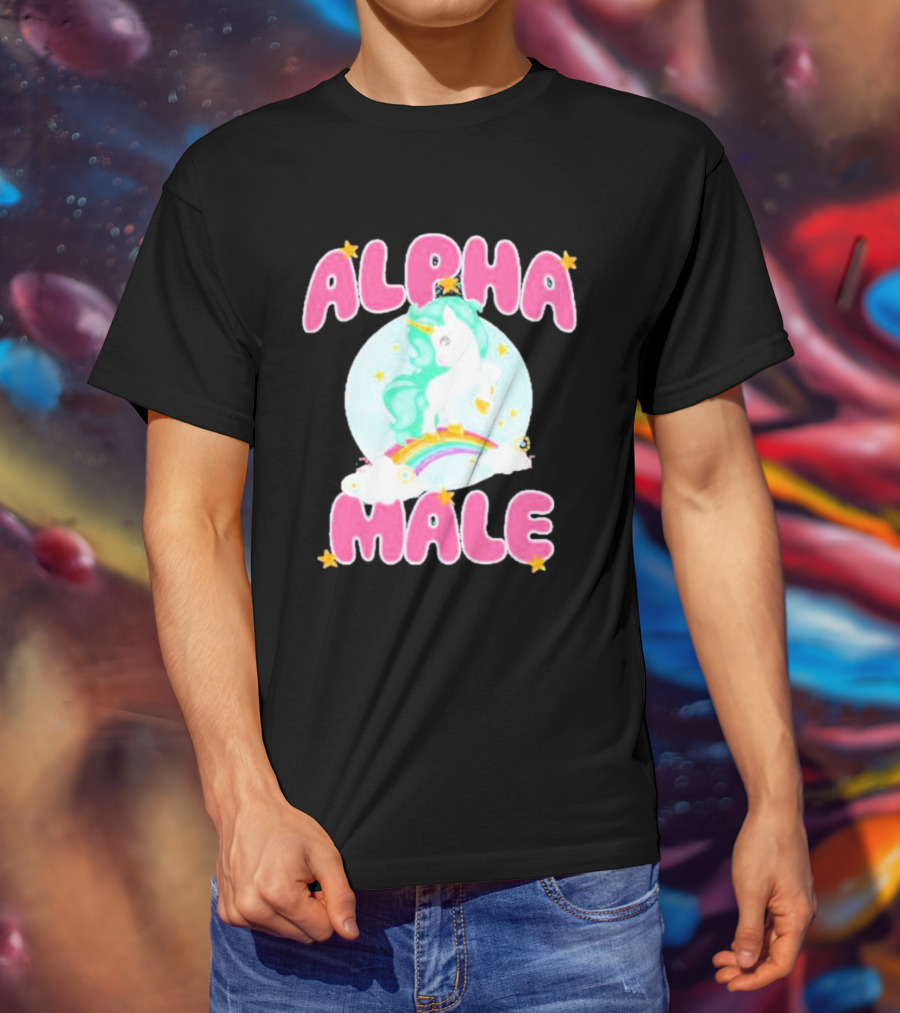 Alanalintao Alpha Male Unicorn Rainbow Stars T-Shirt