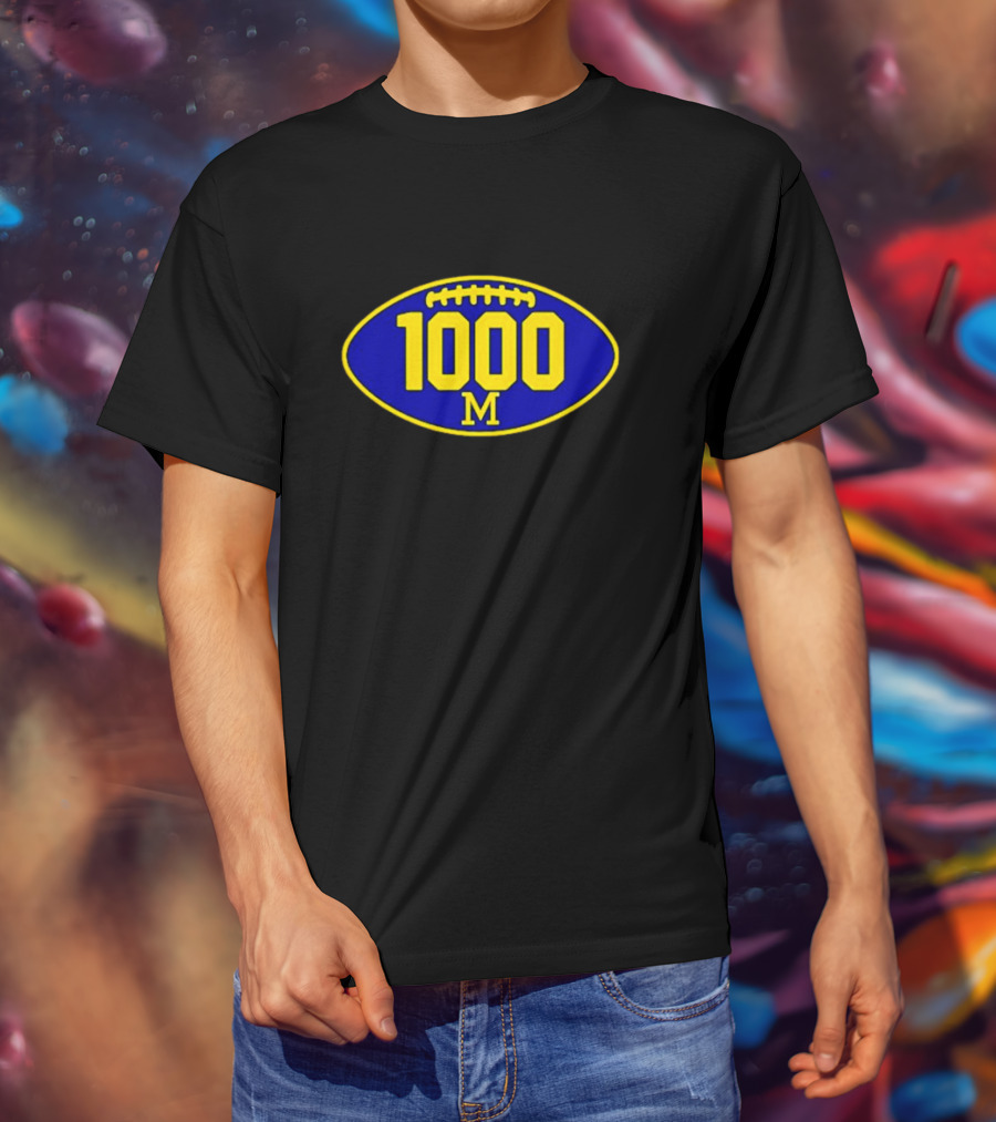 Michigan Football 1000 Wins M Logo Oval T-Shirt