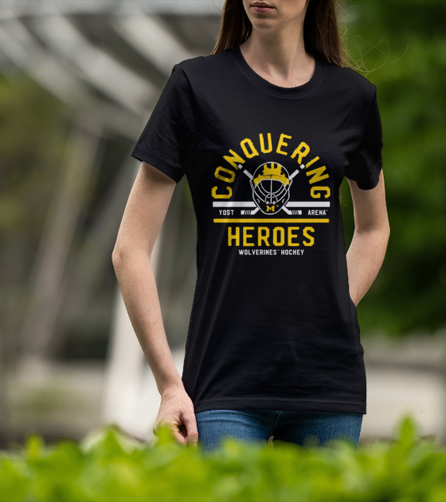 Conquering Heroes Yost Arena Wolverines Hockey T-Shirt