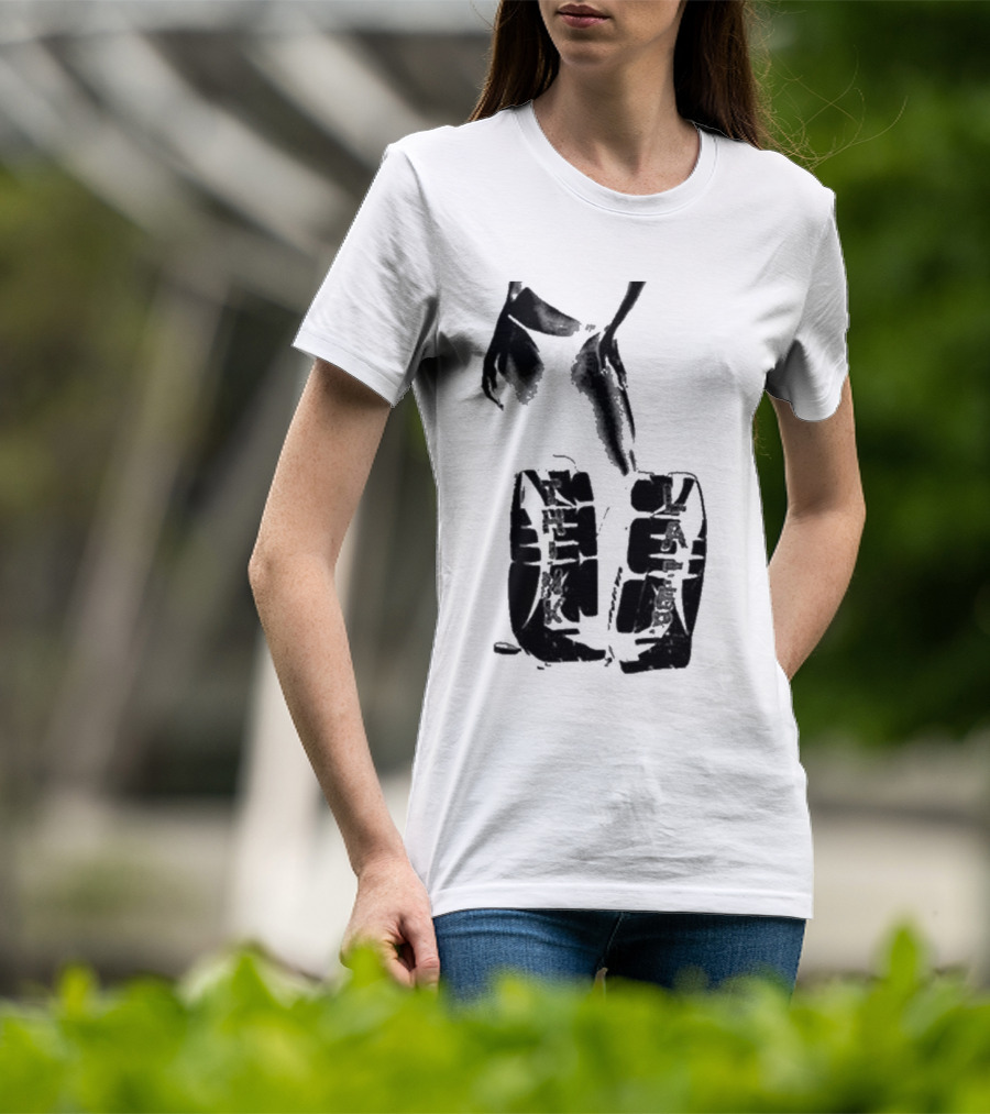Tatemcrae Think Later Bold Legs Striking Pose In Monochrome T-Shirt
