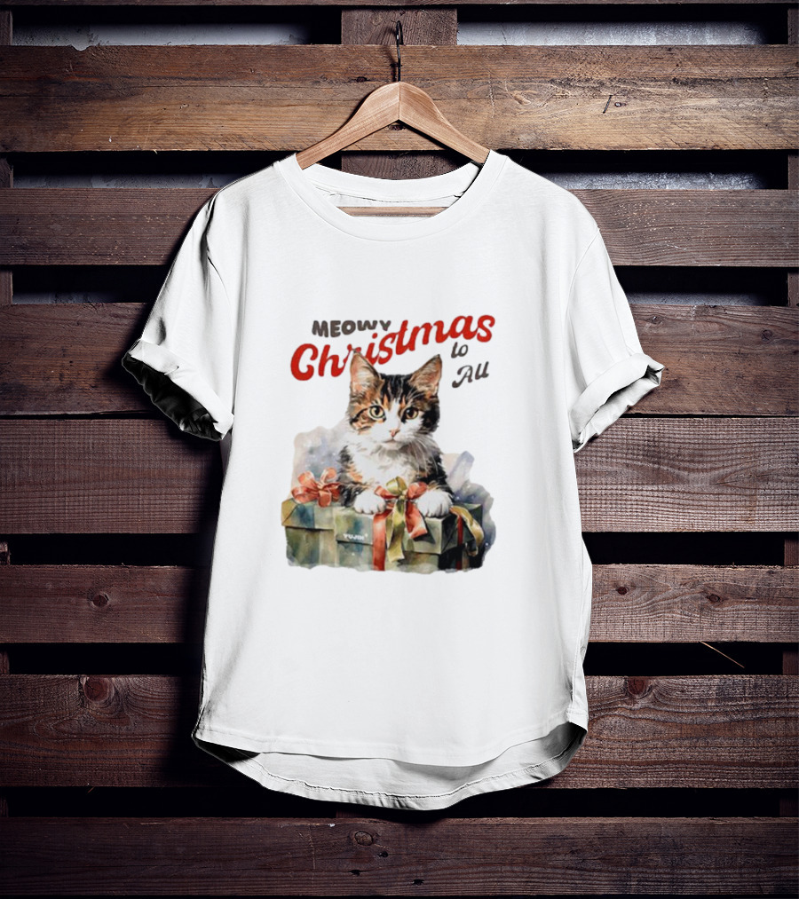 Meowy Christmas To All Cat In Gift Box T-Shirt