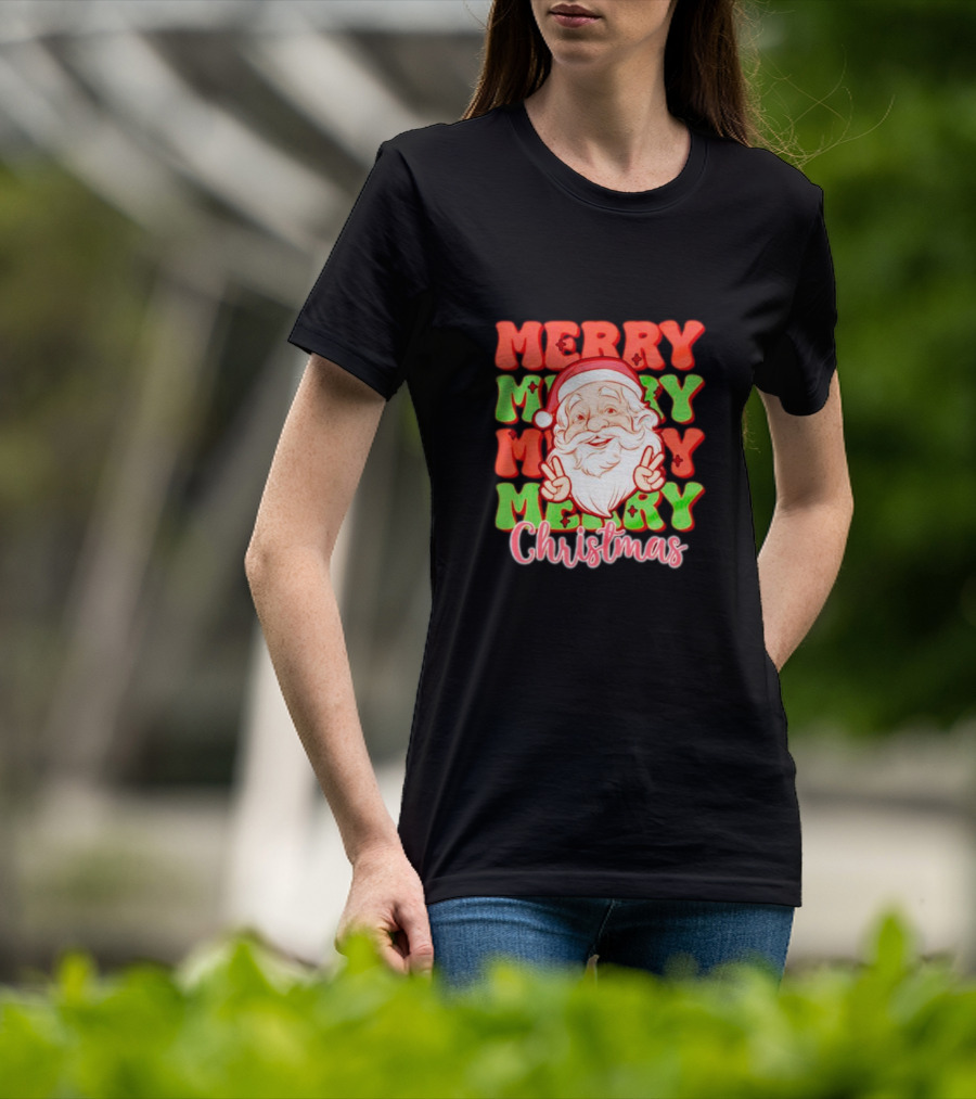 Merry Merry Merry Merry Christmas Santa T-Shirt