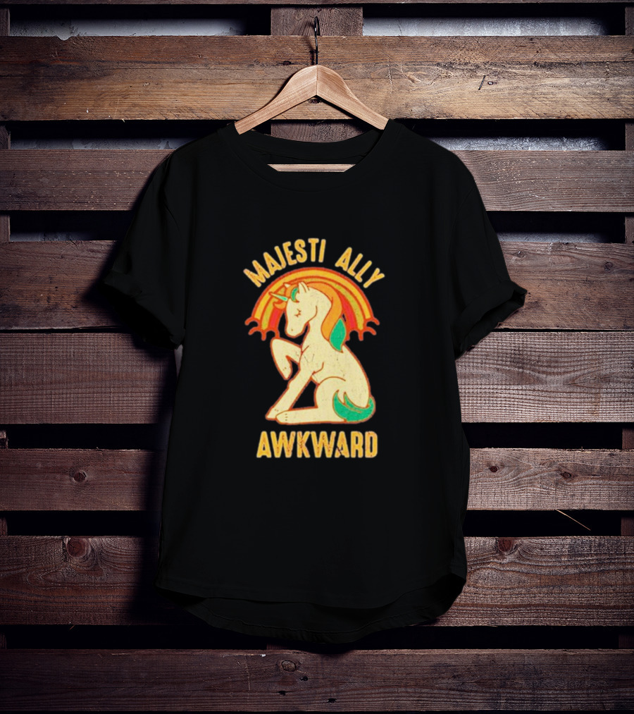 Majesti Ally Awkward Unicorn With Retro Rainbow T-Shirt