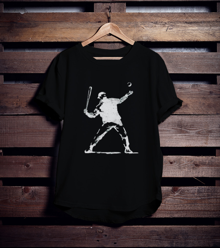 Banksy Baseball Bomber Batter Stencil T-Shirt