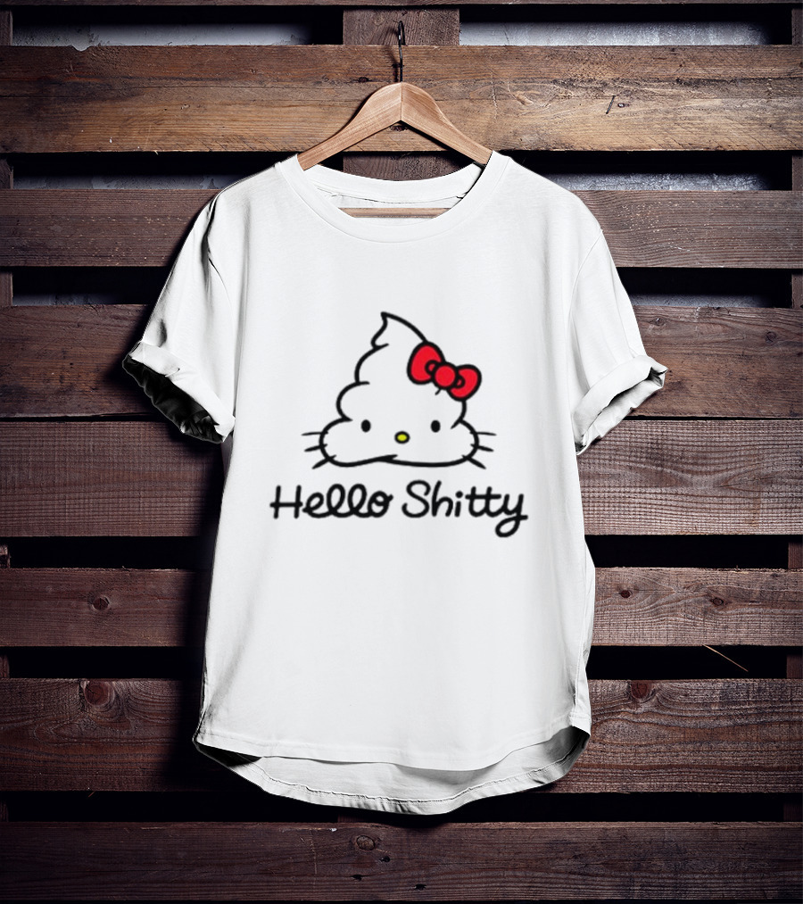 Hello Shitty Poop Emoji Parody With Red Bow T-Shirt