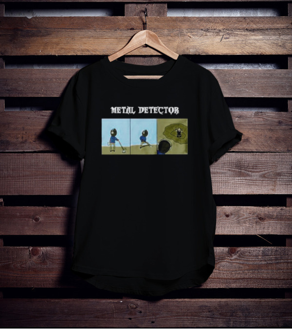 METAL DETECTOR Humorous Comic-Style Alien Discovery T-Shirt