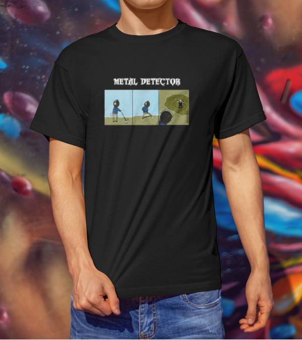 METAL DETECTOR Humorous Comic-Style Alien Discovery T-Shirt