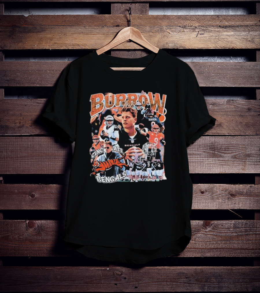 Joe Burrow Cincinnati Bengals Quarterback Collage Tiger Team Spirit T-Shirt
