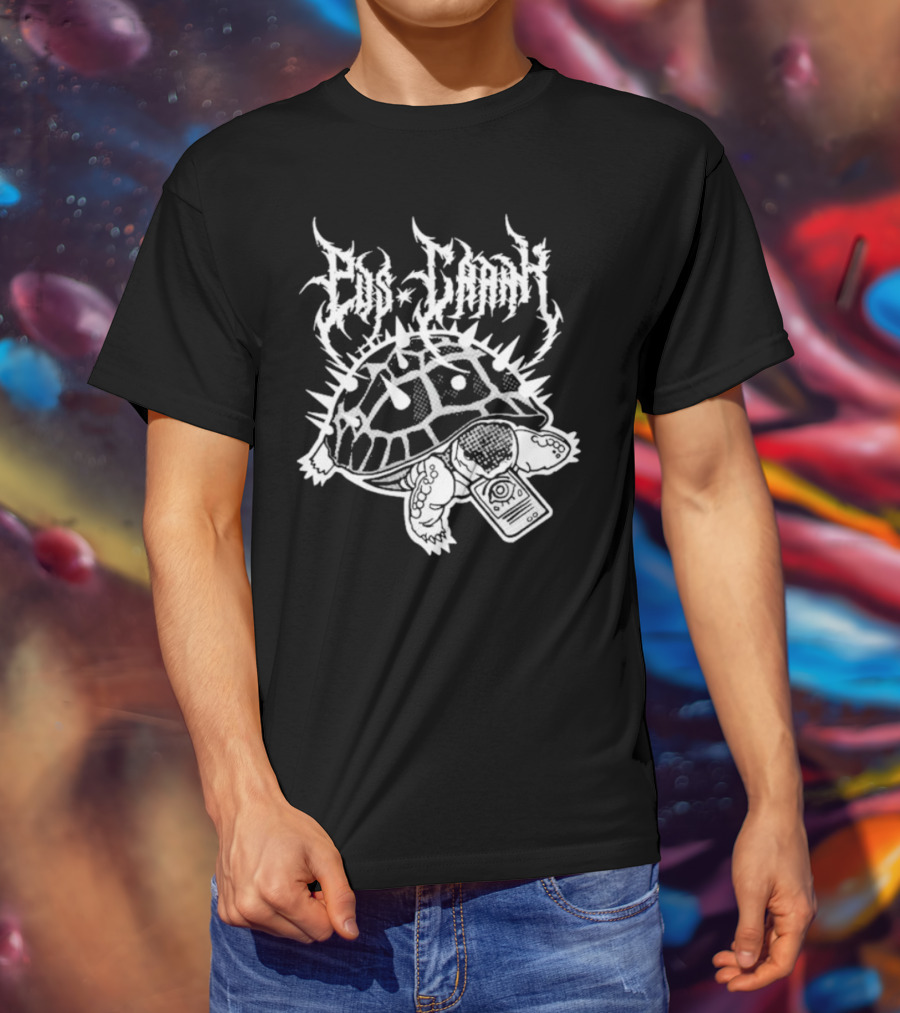Pus Cran Heavy Metal Turtle With Spiky Shell And Saw Blade T-Shirt