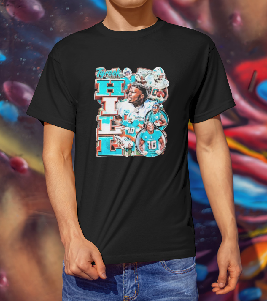 Tyreek Hill Miami Dolphins Football Player Collage T-Shirt