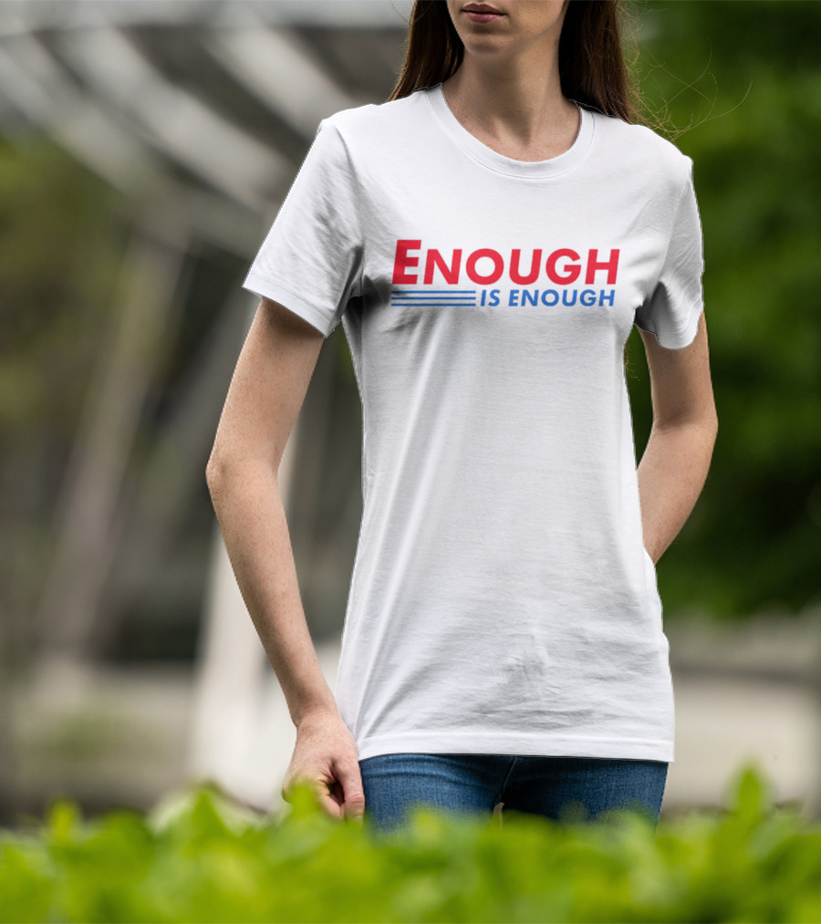 Enough Is Enough Bold Red And Blue Text With Double Underscore T-Shirt