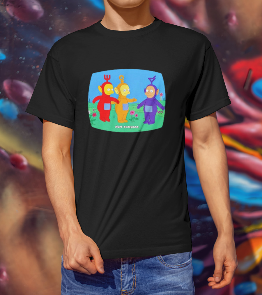 Teletubbies Meet The Simpsons Hurt Everyone Scene T-Shirt