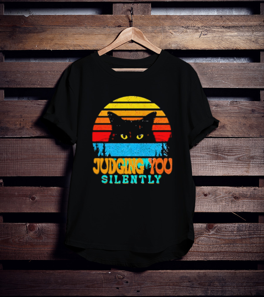 Judging You Silently Black Cat Vintage T-Shirt