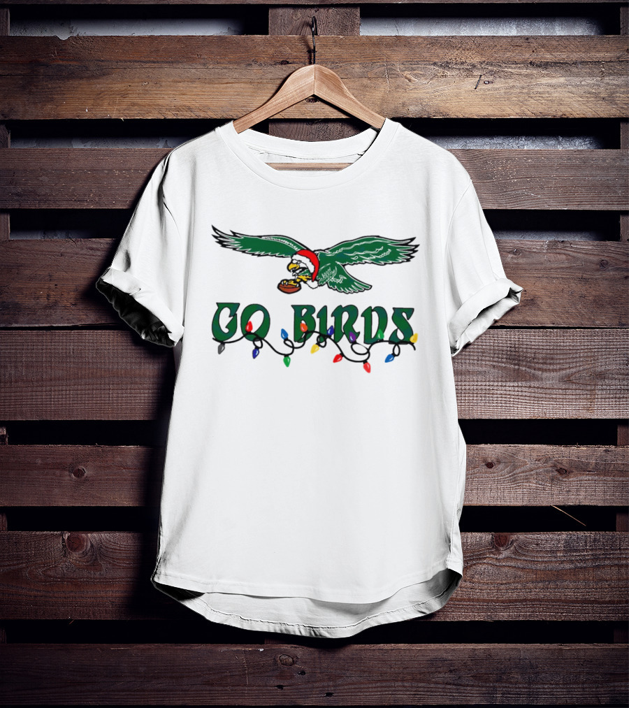 Christmas Philly Eagles Santa Go Birds Holiday Lights T-Shirt
