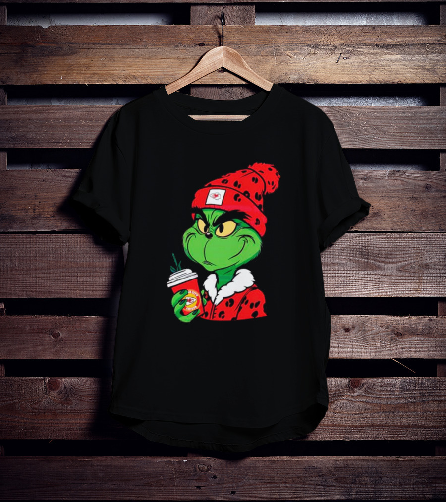 Grinch Leopard Kansas City Chiefs Coffee Beanie T-Shirt