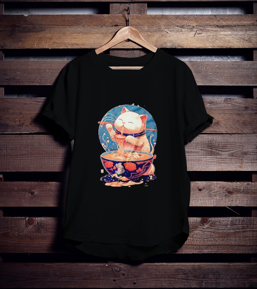 Kawaii Cat Noodle Delight Ramen Bowl T-Shirt