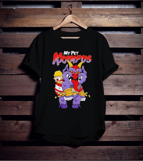 My Pet Krampus Captured Child With Chains And Horned Beast T-Shirt