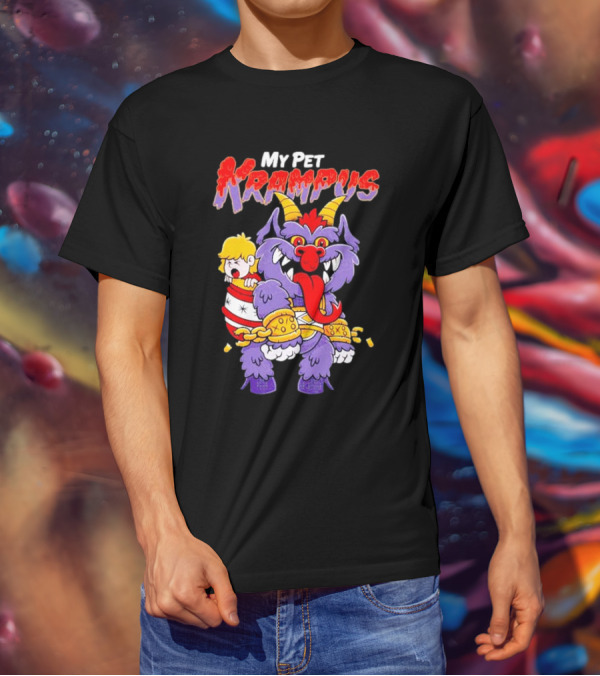 My Pet Krampus Captured Child With Chains And Horned Beast T-Shirt