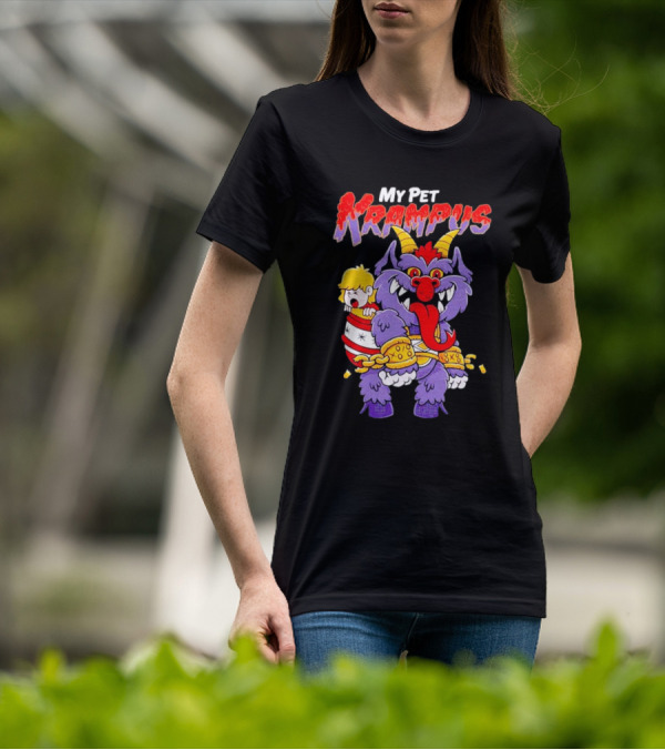 My Pet Krampus Captured Child With Chains And Horned Beast T-Shirt