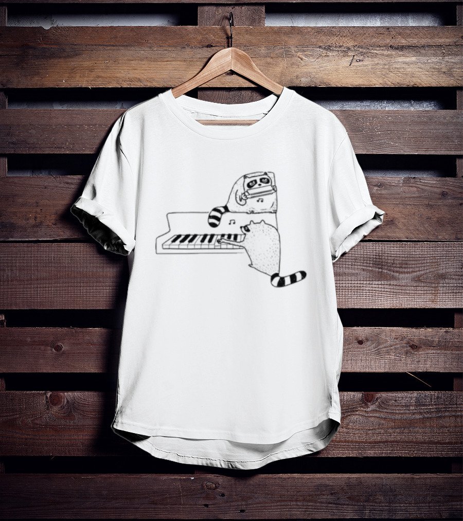 New York Nocturnal Musicians With Raccoons Playing Piano T-Shirt